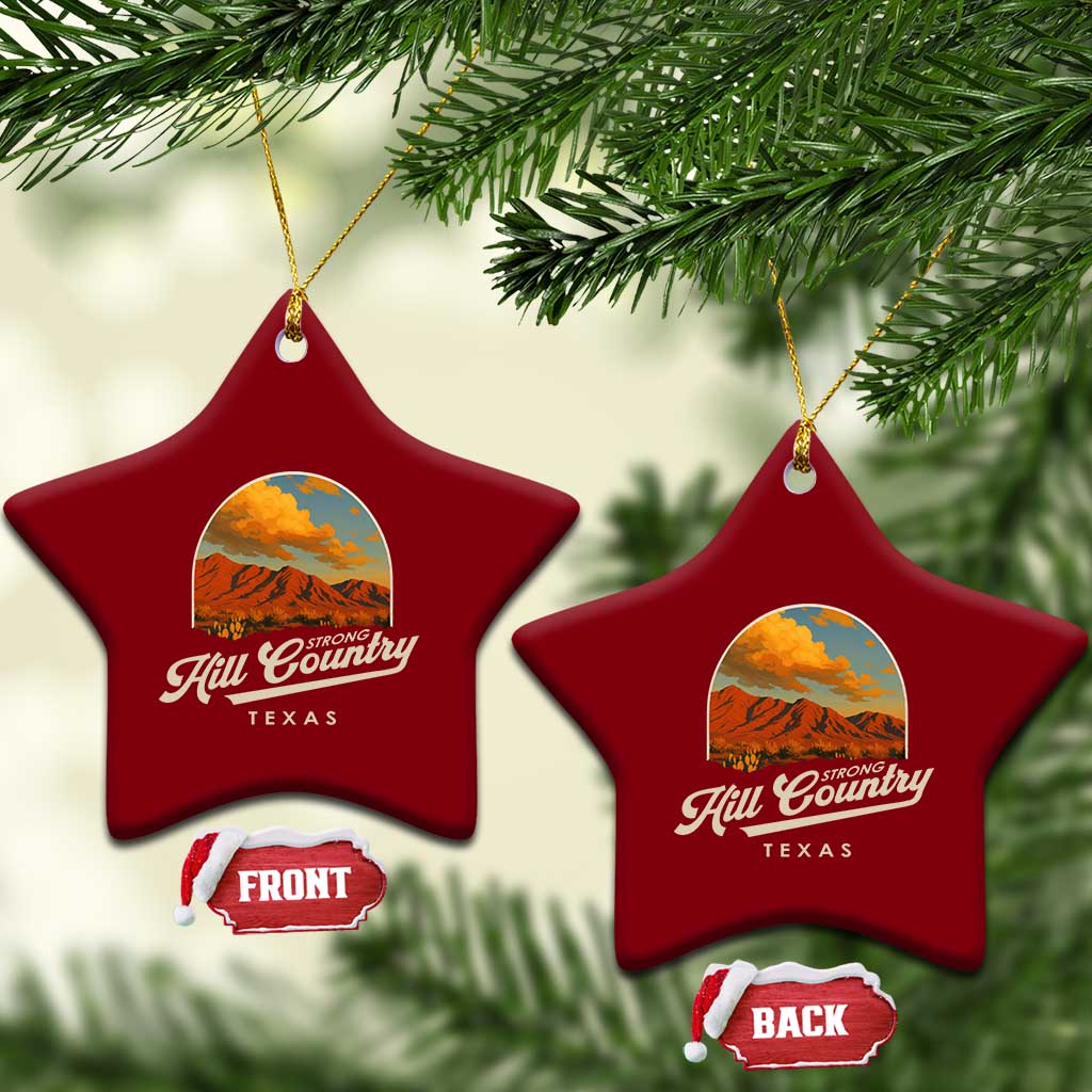 Hill Country Strong Ceramic Ornament Texas Support Retro Enchanted Rock - Wonder Print Shop
