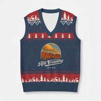 Hill Country Strong V-Neck Knit Sweater Vest Texas Support Retro Enchanted Rock - Wonder Print Shop