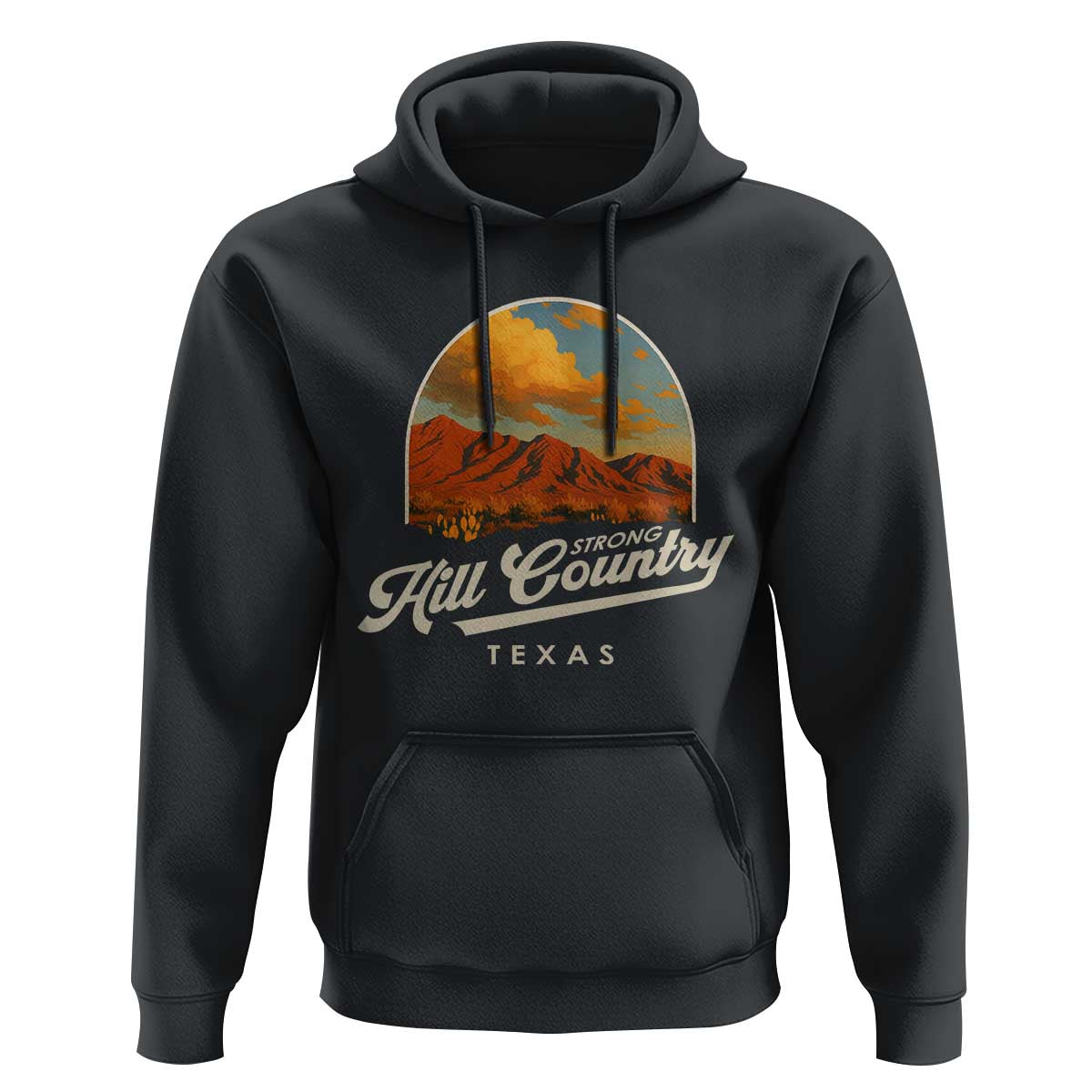 Hill Country Strong Hoodie Texas Support Retro Enchanted Rock - Wonder Print Shop