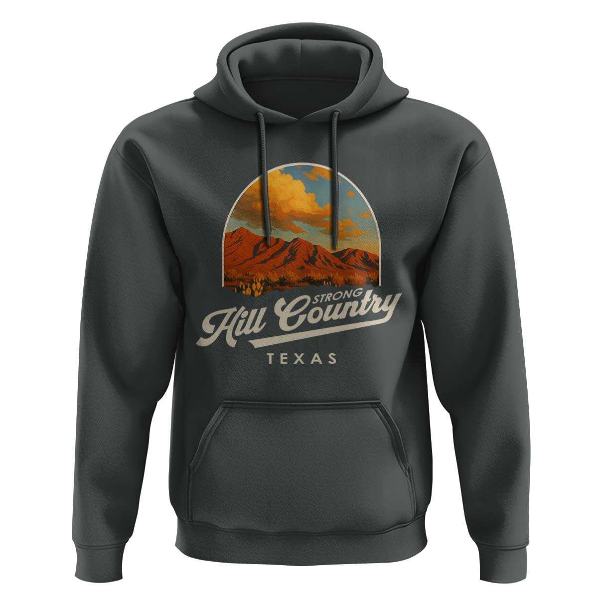 Hill Country Strong Hoodie Texas Support Retro Enchanted Rock - Wonder Print Shop
