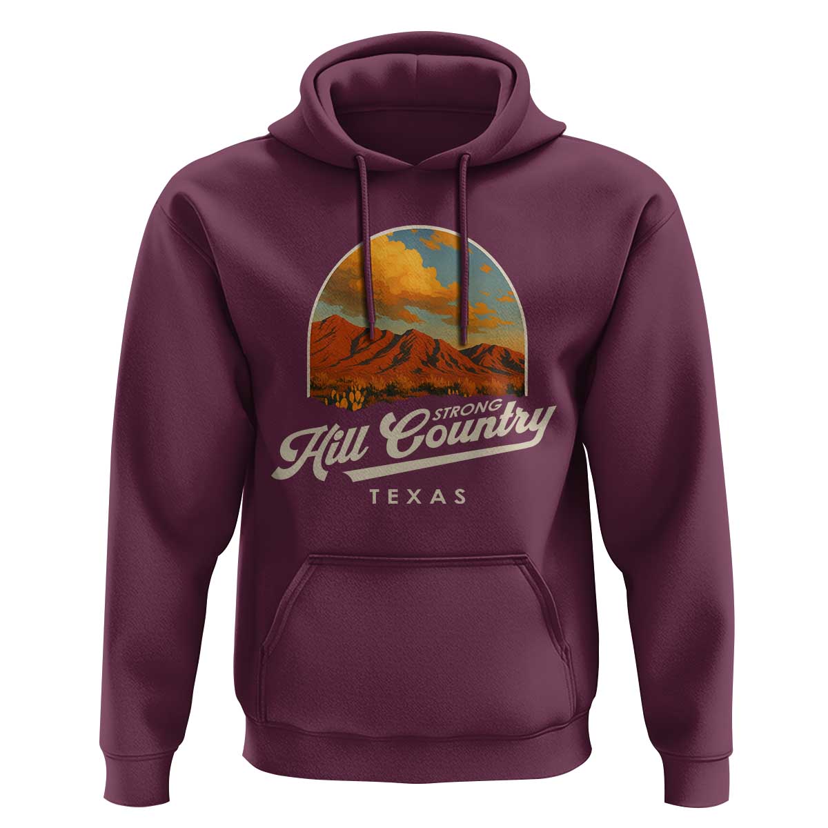 Hill Country Strong Hoodie Texas Support Retro Enchanted Rock - Wonder Print Shop