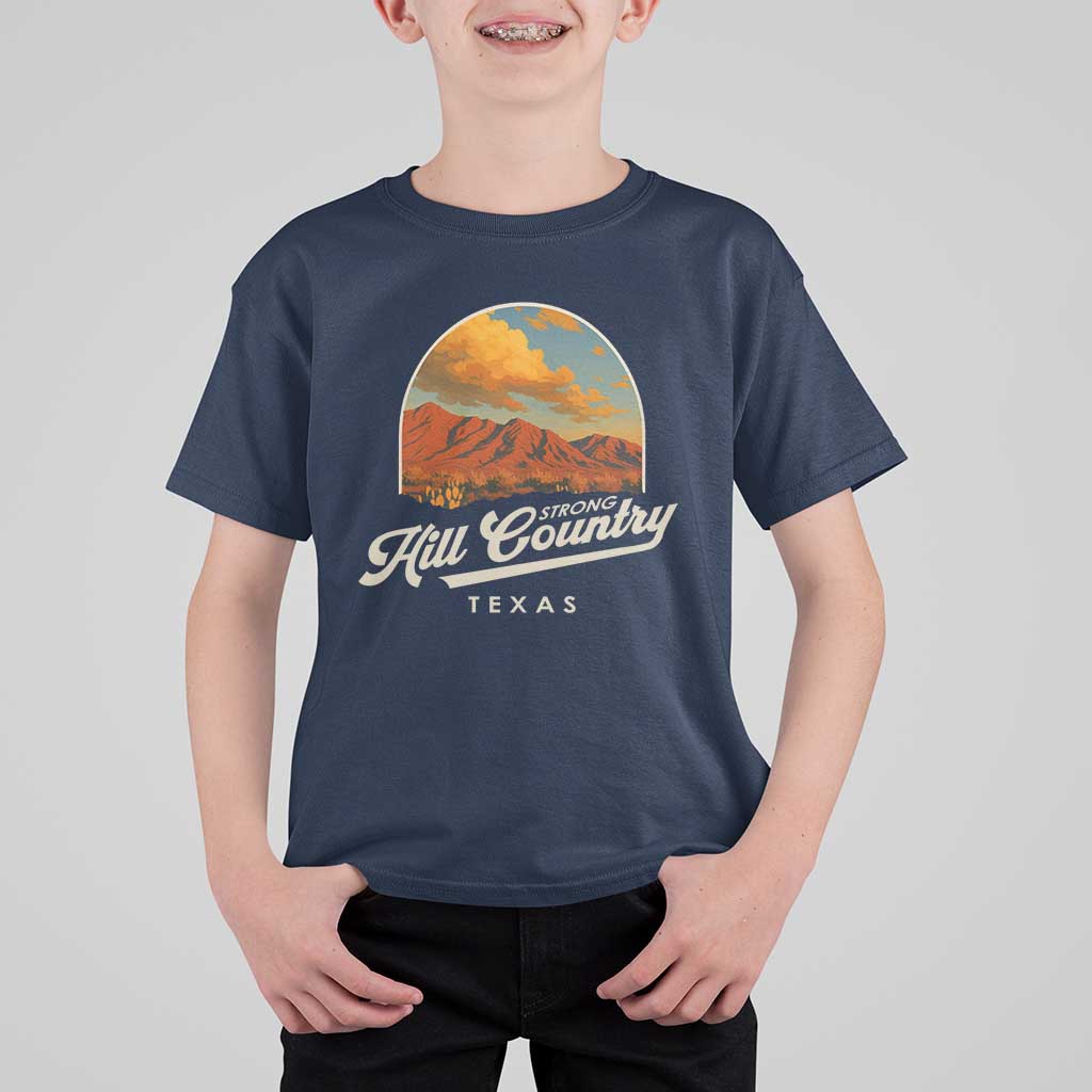 Hill Country Strong T Shirt For Kid Texas Support Retro Enchanted Rock - Wonder Print Shop