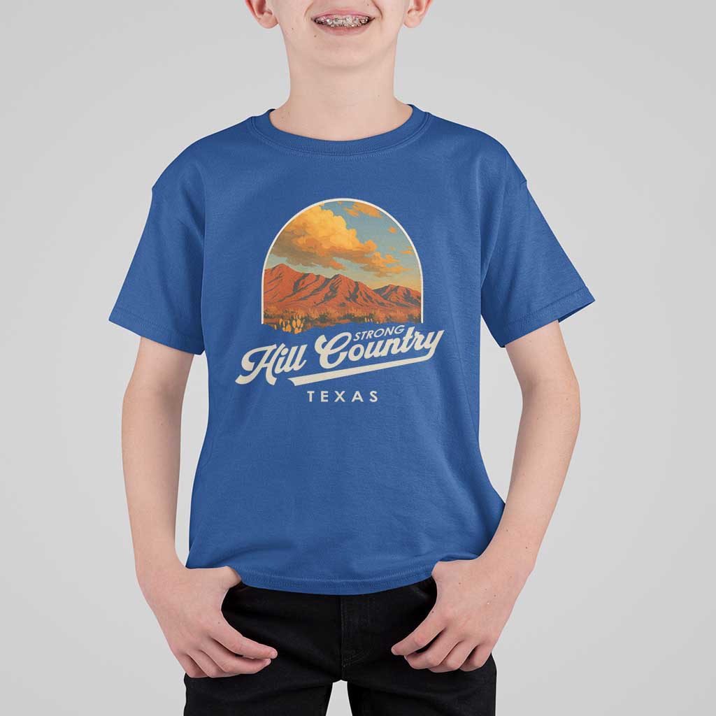 Hill Country Strong T Shirt For Kid Texas Support Retro Enchanted Rock - Wonder Print Shop