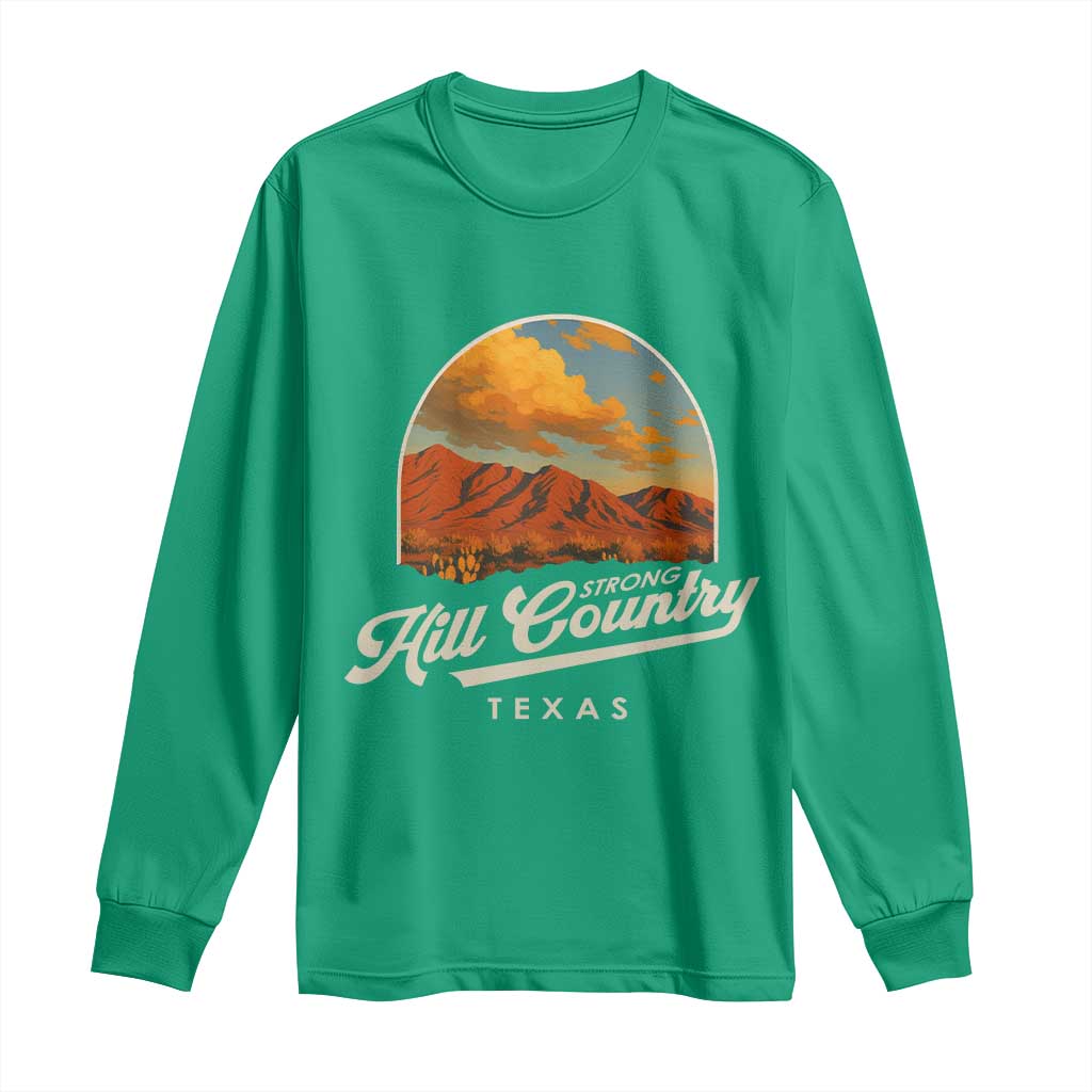 Hill Country Strong Long Sleeve Shirt Texas Support Retro Enchanted Rock - Wonder Print Shop