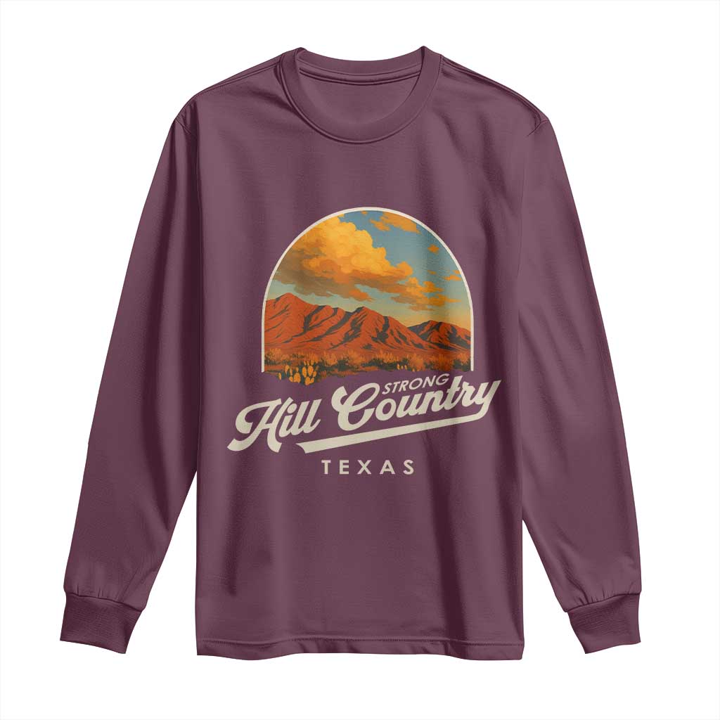 Hill Country Strong Long Sleeve Shirt Texas Support Retro Enchanted Rock - Wonder Print Shop