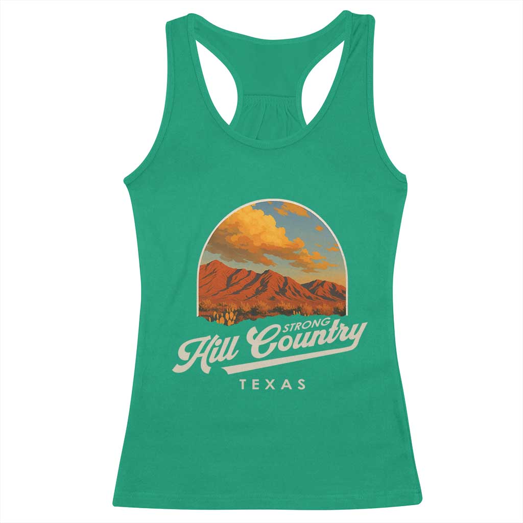 Hill Country Strong Racerback Tank Top Texas Support Retro Enchanted Rock - Wonder Print Shop