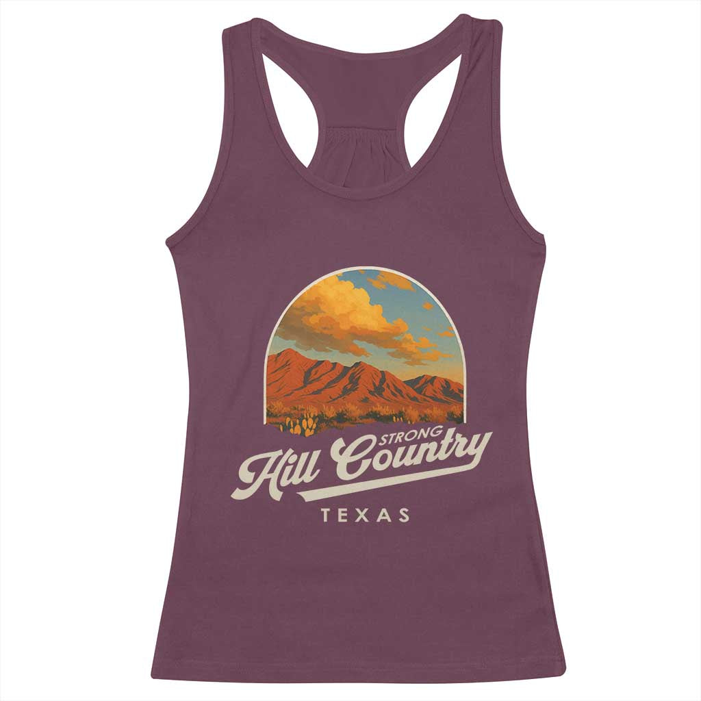 Hill Country Strong Racerback Tank Top Texas Support Retro Enchanted Rock - Wonder Print Shop