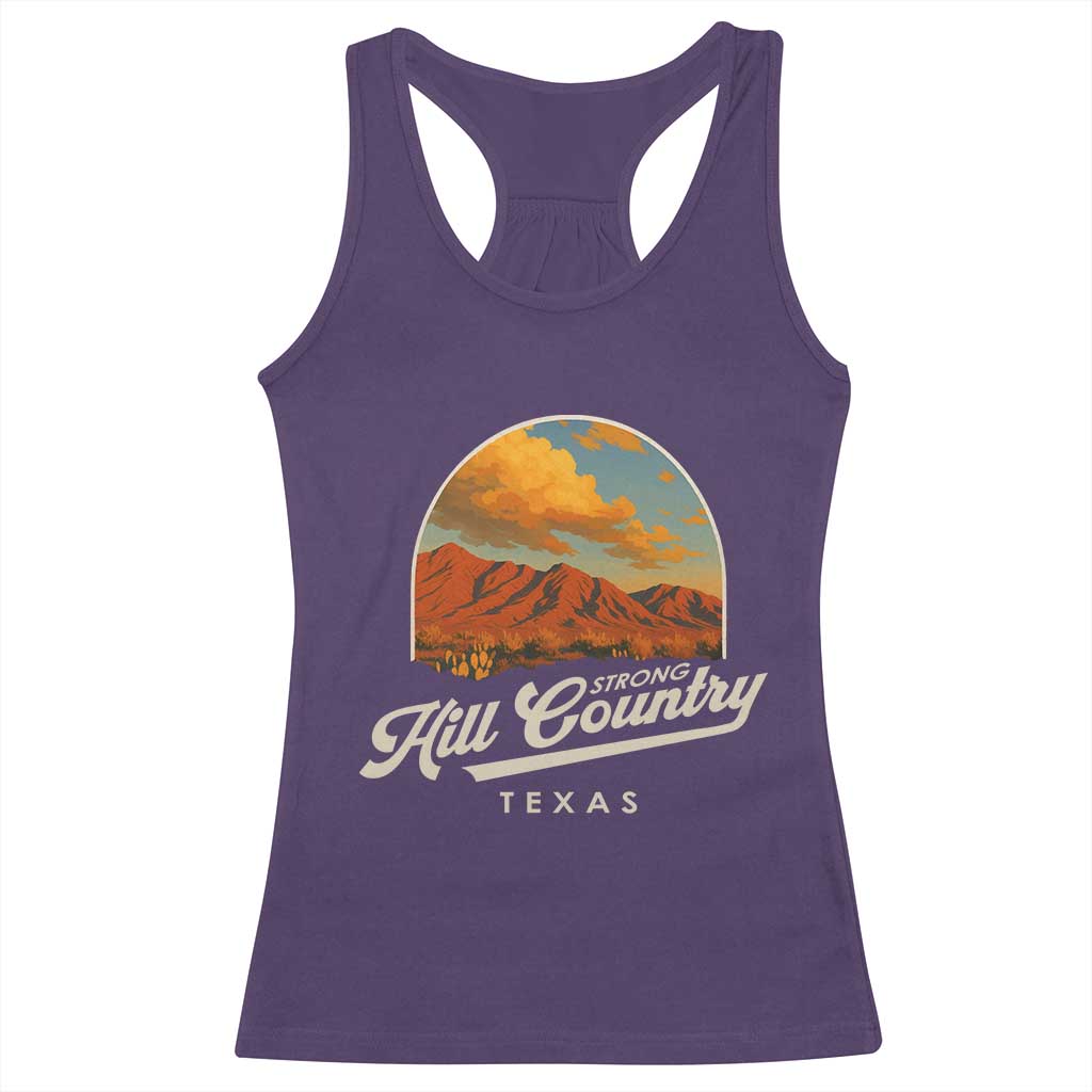 Hill Country Strong Racerback Tank Top Texas Support Retro Enchanted Rock - Wonder Print Shop