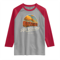 Hill Country Strong Raglan Shirt Texas Support Retro Enchanted Rock - Wonder Print Shop