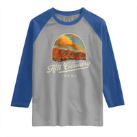 Hill Country Strong Raglan Shirt Texas Support Retro Enchanted Rock - Wonder Print Shop