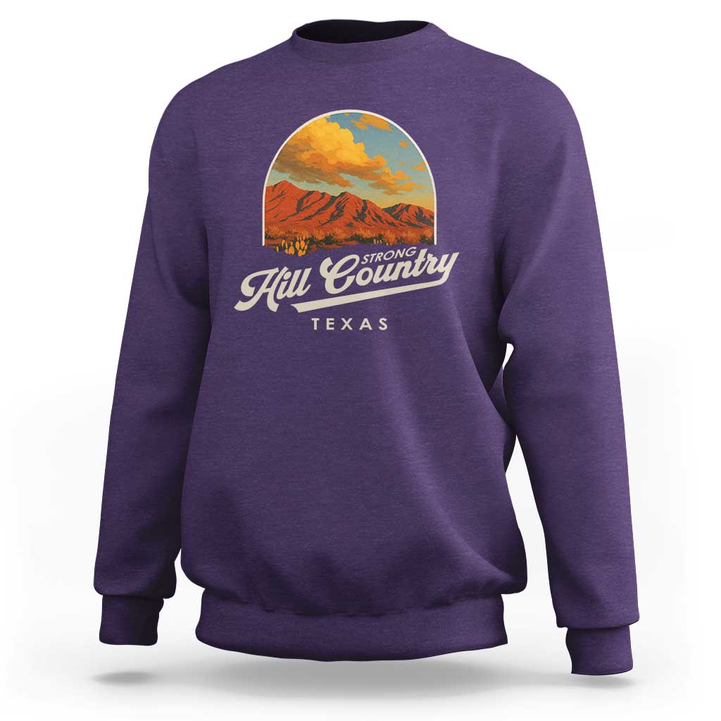 Hill Country Strong Sweatshirt Texas Support Retro Enchanted Rock - Wonder Print Shop
