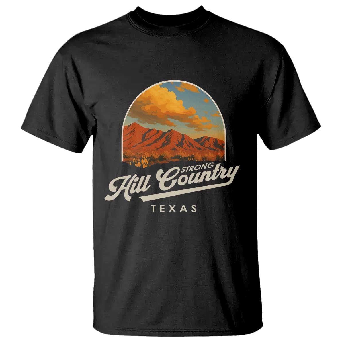Hill Country Strong T Shirt Texas Support Retro Enchanted Rock - Wonder Print Shop