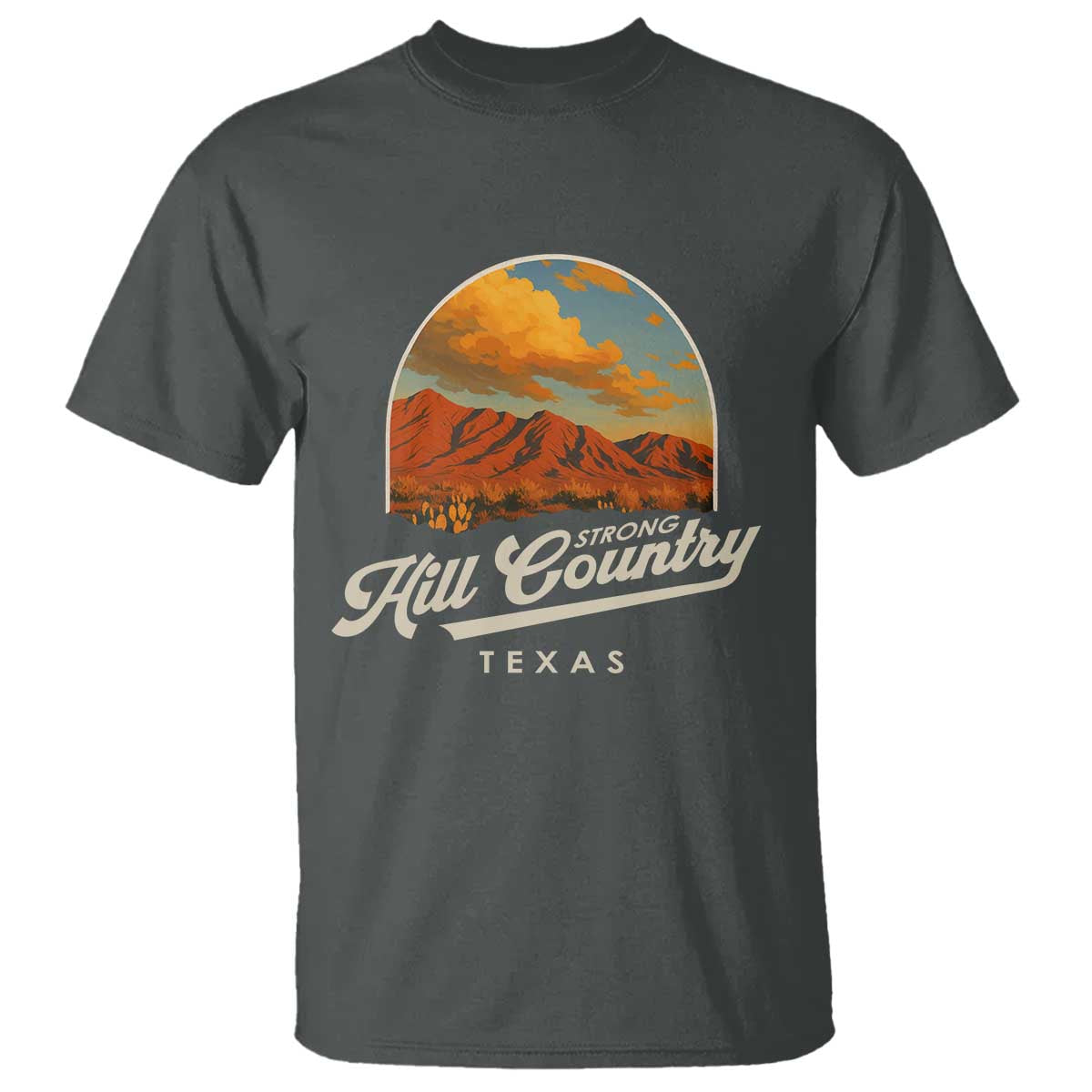 Hill Country Strong T Shirt Texas Support Retro Enchanted Rock - Wonder Print Shop