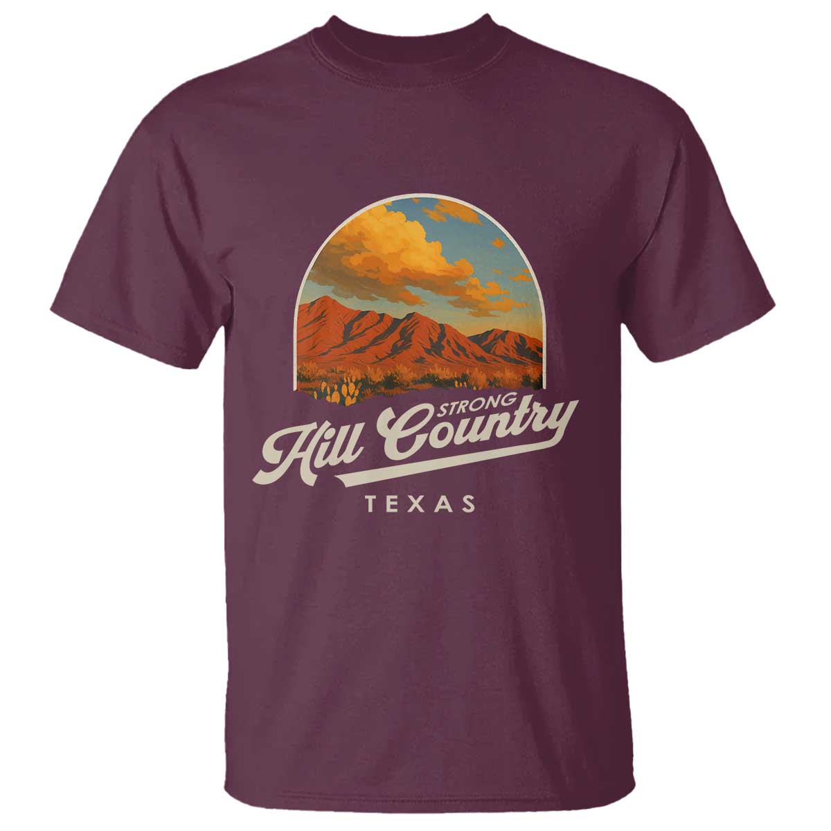 Hill Country Strong T Shirt Texas Support Retro Enchanted Rock - Wonder Print Shop