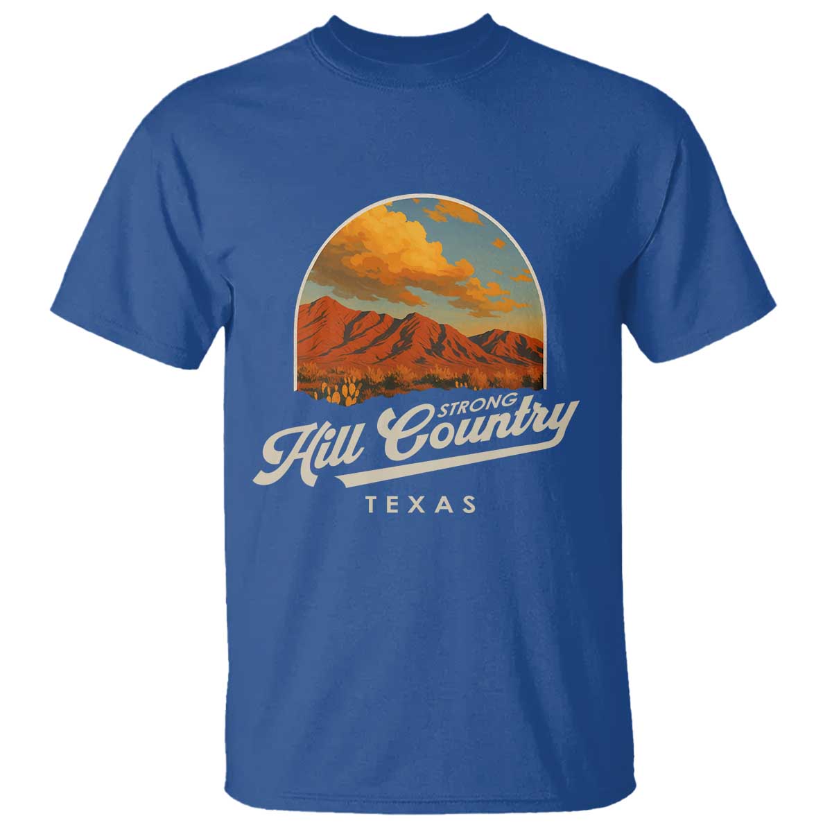 Hill Country Strong T Shirt Texas Support Retro Enchanted Rock - Wonder Print Shop