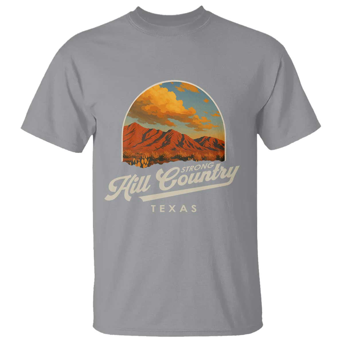Hill Country Strong T Shirt Texas Support Retro Enchanted Rock - Wonder Print Shop