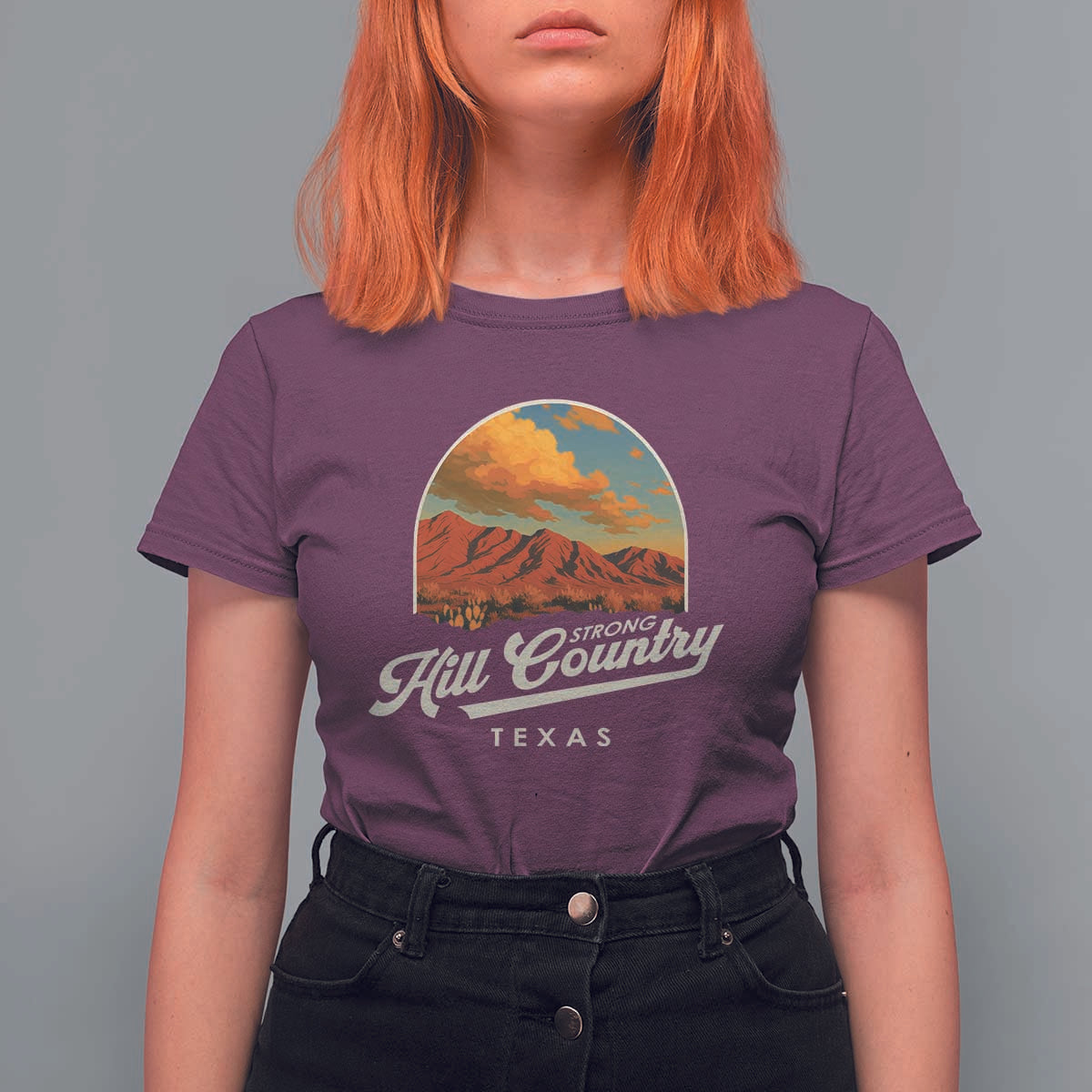 Hill Country Strong T Shirt For Women Texas Support Retro Enchanted Rock - Wonder Print Shop