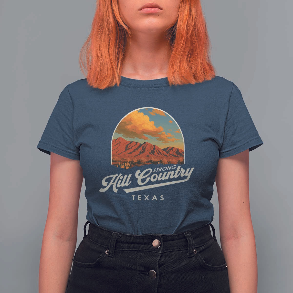 Hill Country Strong T Shirt For Women Texas Support Retro Enchanted Rock - Wonder Print Shop