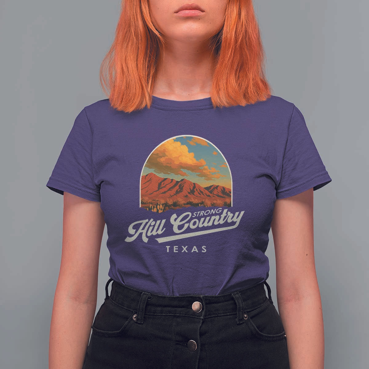 Hill Country Strong T Shirt For Women Texas Support Retro Enchanted Rock - Wonder Print Shop