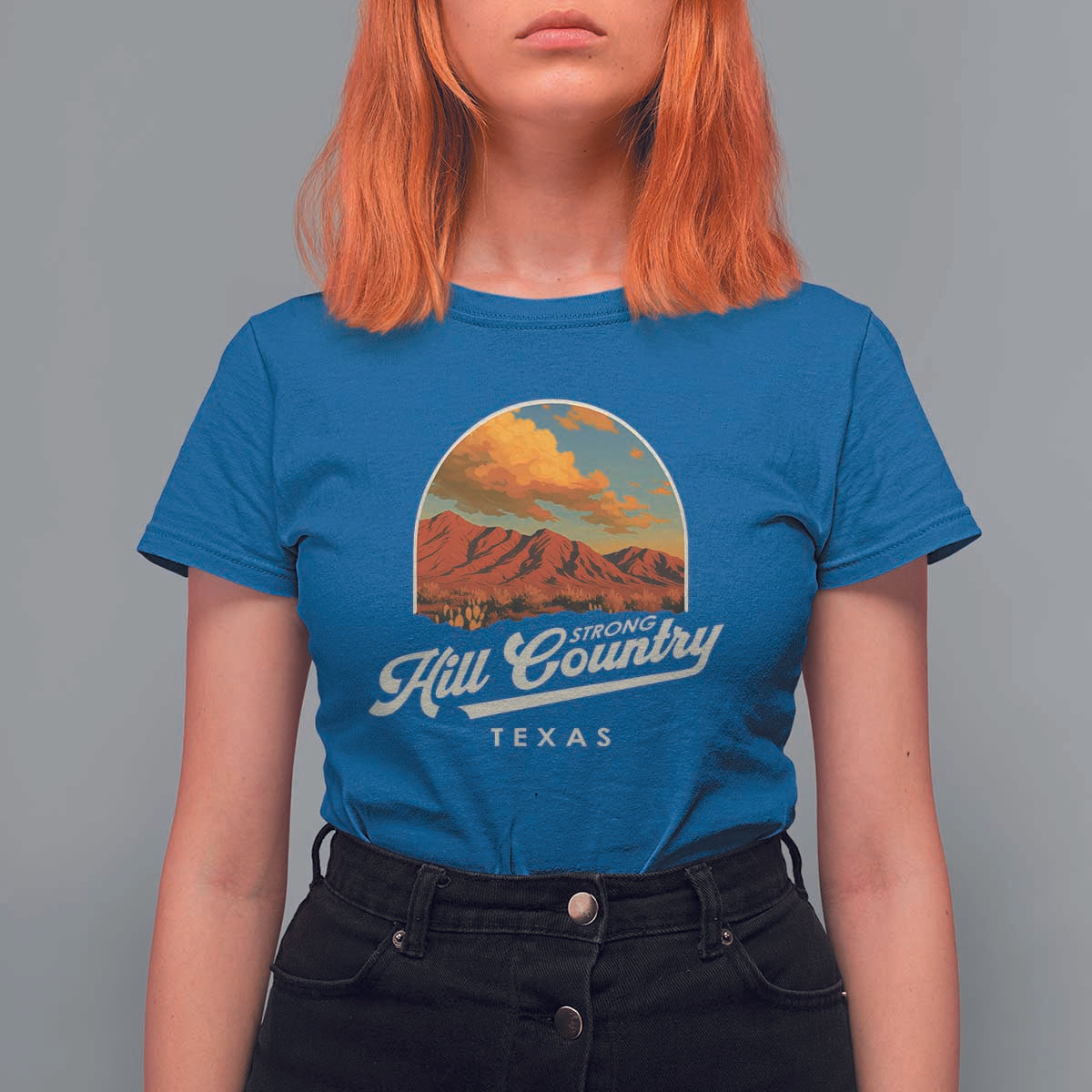 Hill Country Strong T Shirt For Women Texas Support Retro Enchanted Rock - Wonder Print Shop