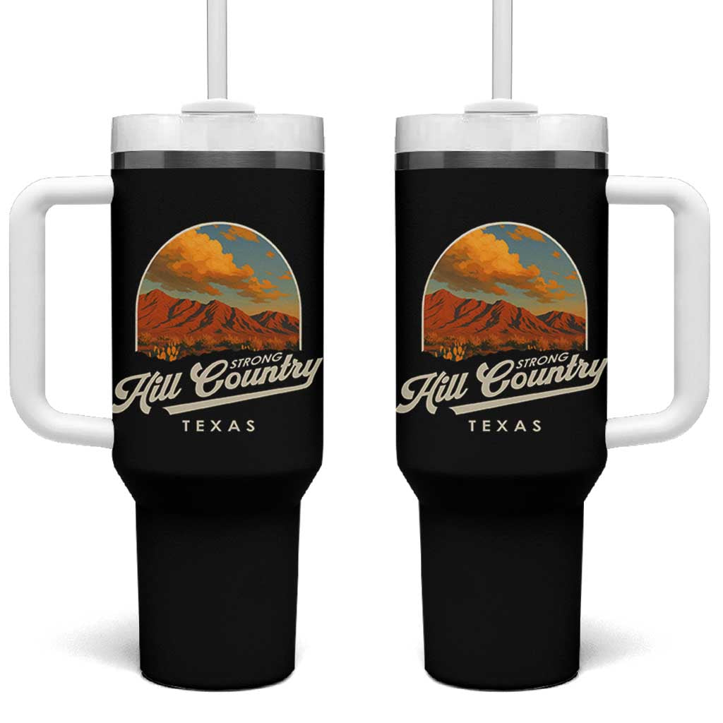 Hill Country Strong Tumbler With Handle Texas Support Retro Enchanted Rock - Wonder Print Shop