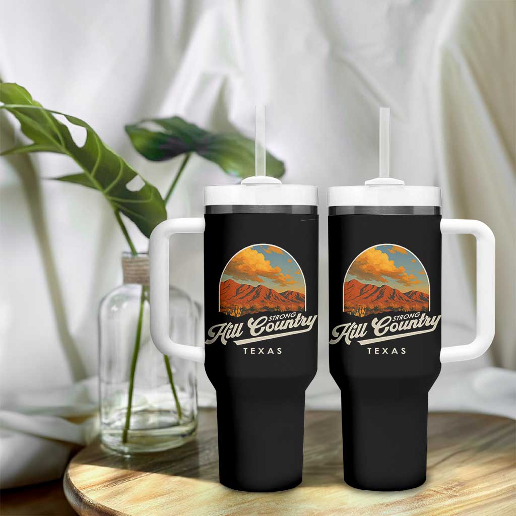 Hill Country Strong Tumbler With Handle Texas Support Retro Enchanted Rock - Wonder Print Shop