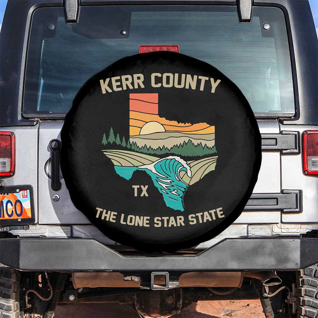 Kerr County Texas Spare Tire Cover Retro Hill Country Nature Scene Outdoors - Wonder Print Shop