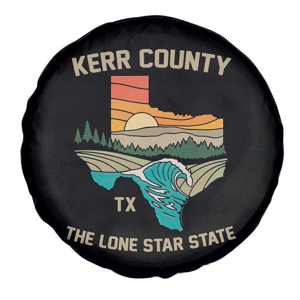 Kerr County Texas Spare Tire Cover Retro Hill Country Nature Scene Outdoors - Wonder Print Shop