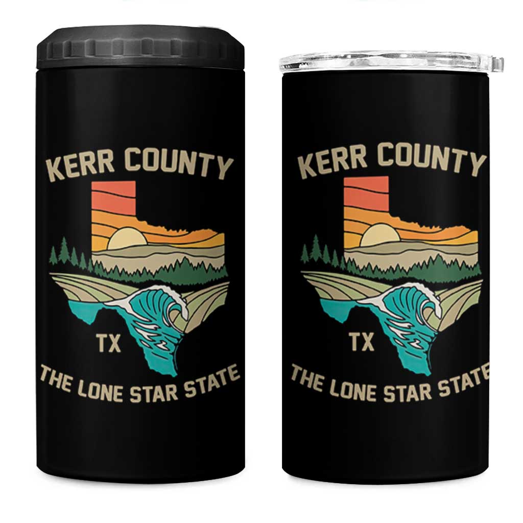 Kerr County Texas 4 in 1 Can Cooler Tumbler Retro Hill Country Nature Scene Outdoors - Wonder Print Shop