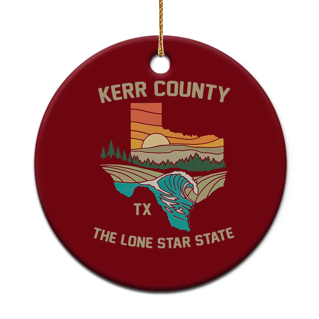 Kerr County Texas Ceramic Ornament Retro Hill Country Nature Scene Outdoors - Wonder Print Shop