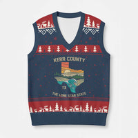 Kerr County Texas V-Neck Knit Sweater Vest Retro Hill Country Nature Scene Outdoors - Wonder Print Shop