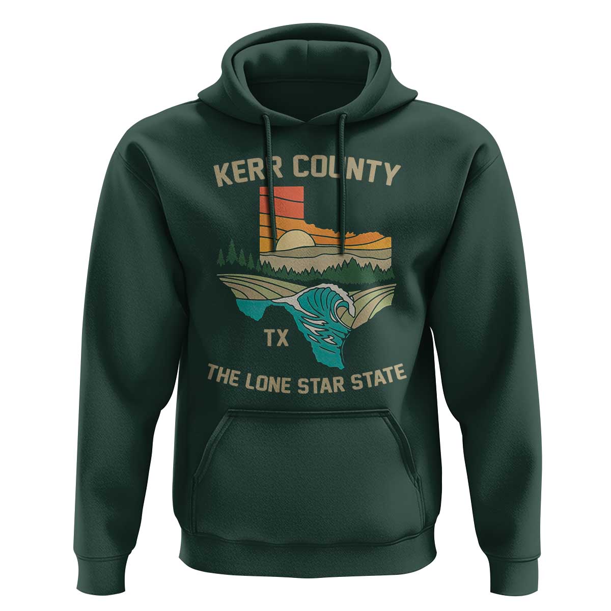 Kerr County Texas Hoodie Retro Hill Country Nature Scene Outdoors - Wonder Print Shop
