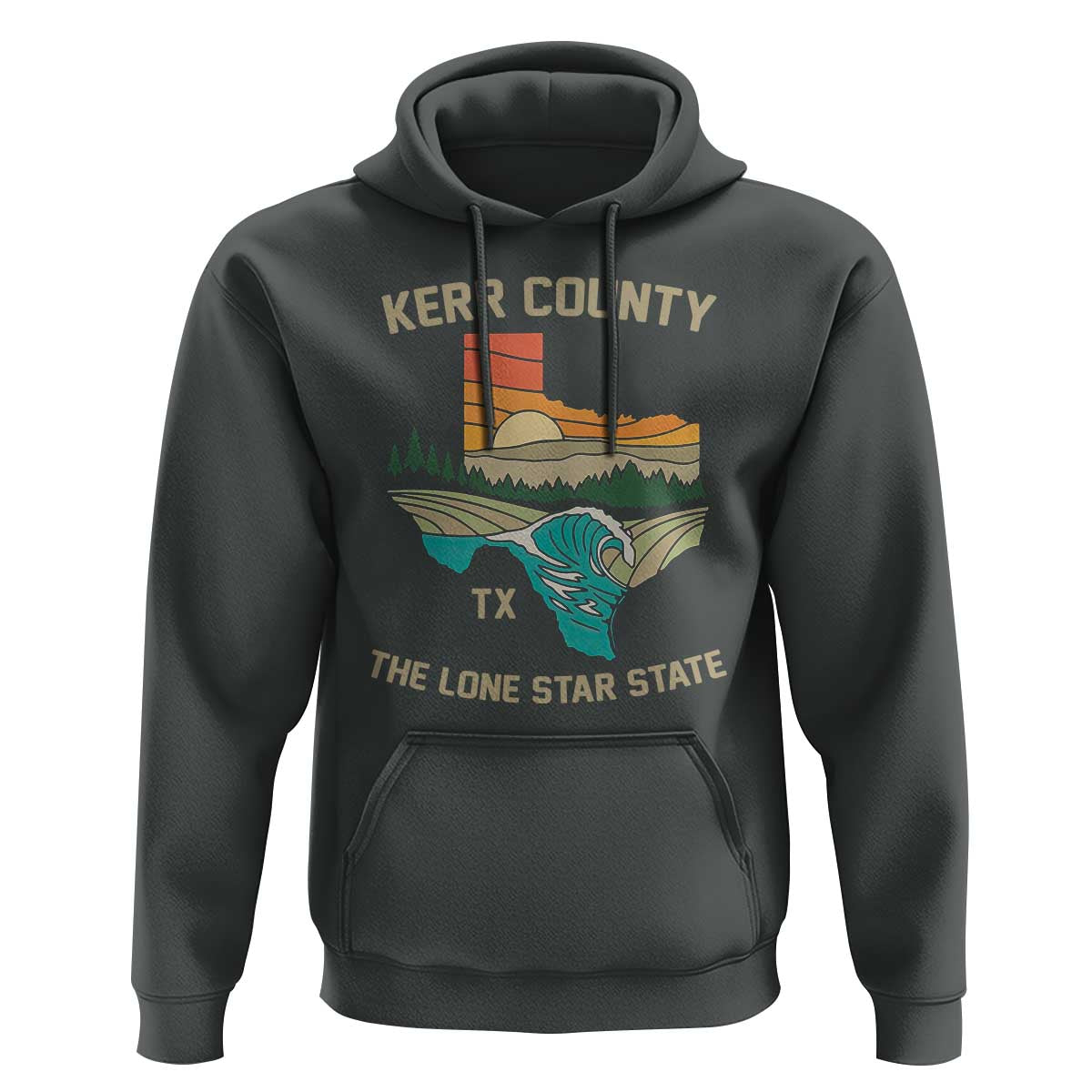 Kerr County Texas Hoodie Retro Hill Country Nature Scene Outdoors - Wonder Print Shop