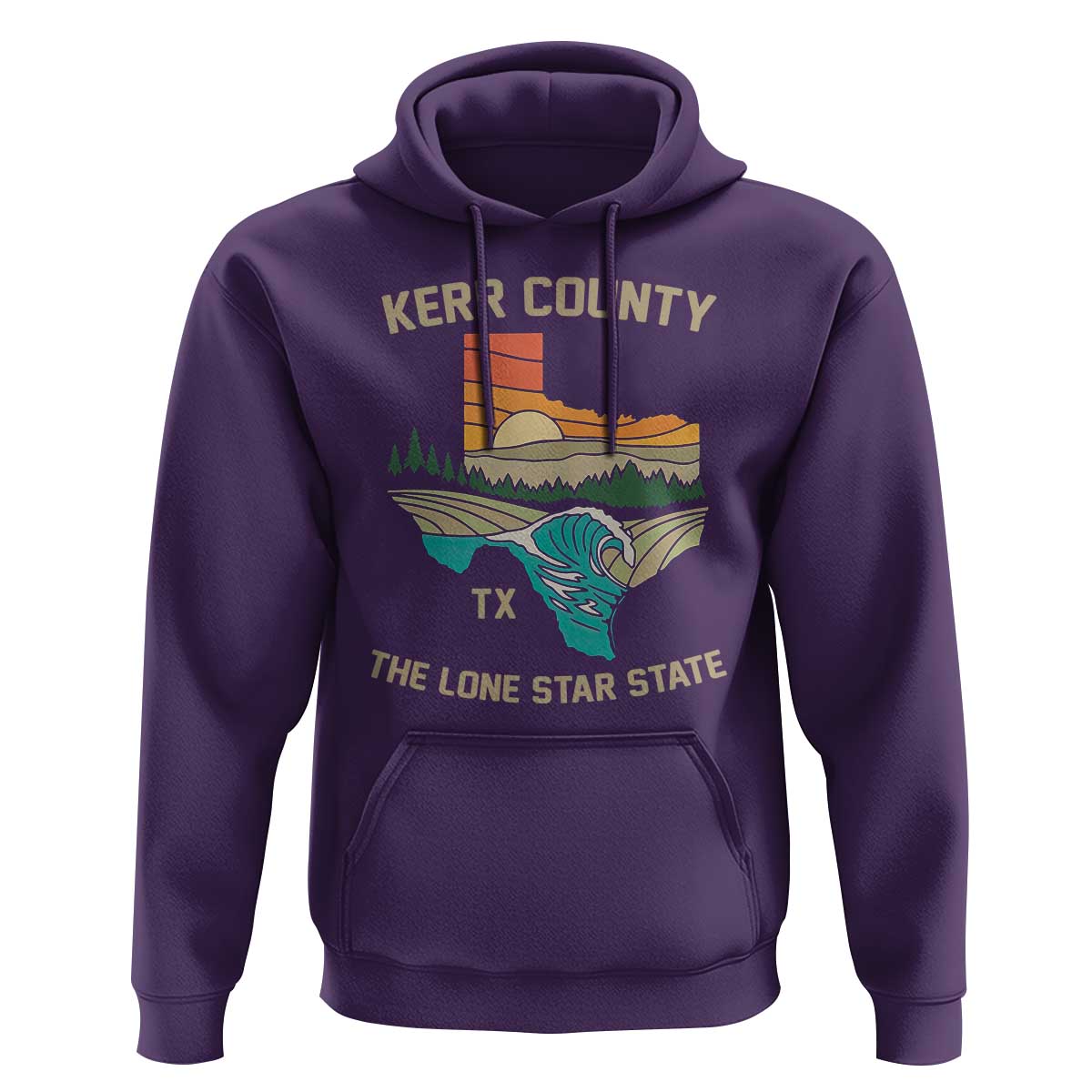 Kerr County Texas Hoodie Retro Hill Country Nature Scene Outdoors - Wonder Print Shop