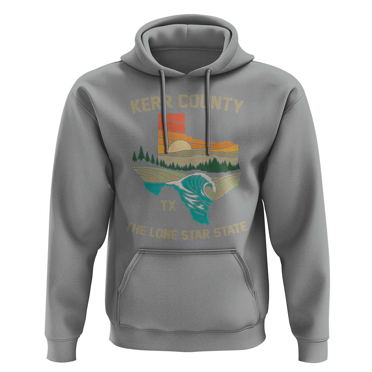 Kerr County Texas Hoodie Retro Hill Country Nature Scene Outdoors - Wonder Print Shop