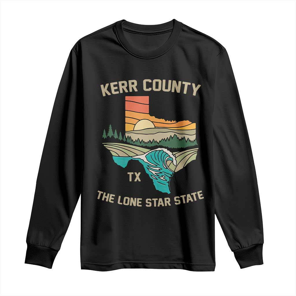 Kerr County Texas Long Sleeve Shirt Retro Hill Country Nature Scene Outdoors - Wonder Print Shop