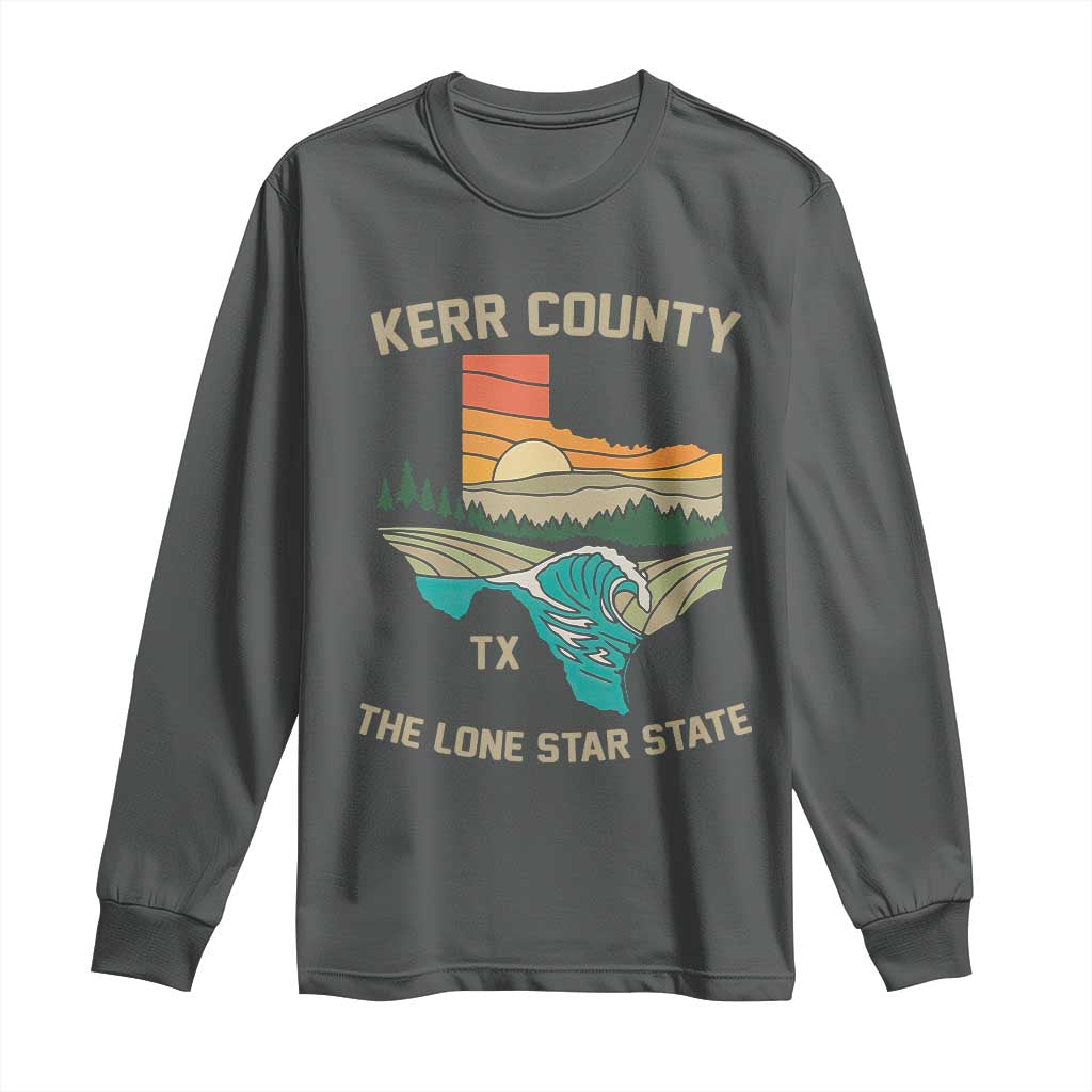 Kerr County Texas Long Sleeve Shirt Retro Hill Country Nature Scene Outdoors - Wonder Print Shop