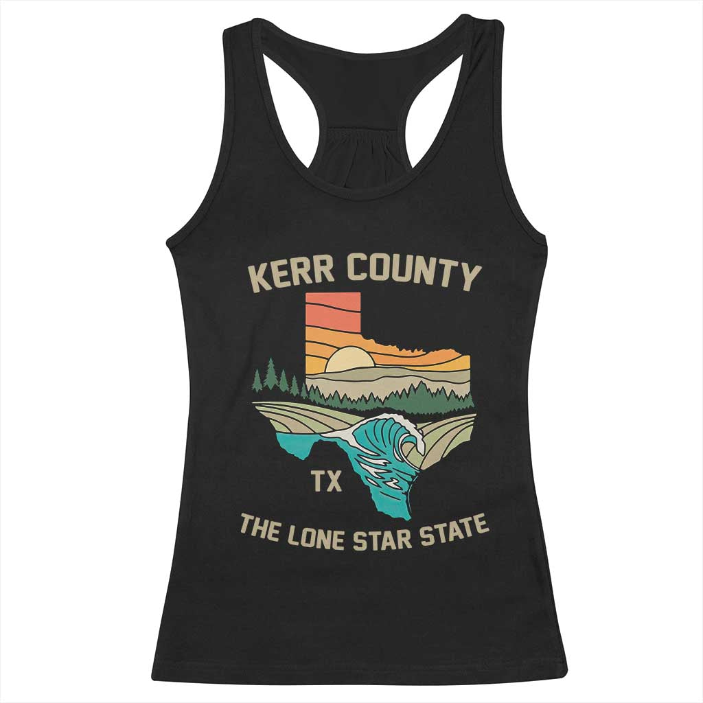Kerr County Texas Racerback Tank Top Retro Hill Country Nature Scene Outdoors - Wonder Print Shop