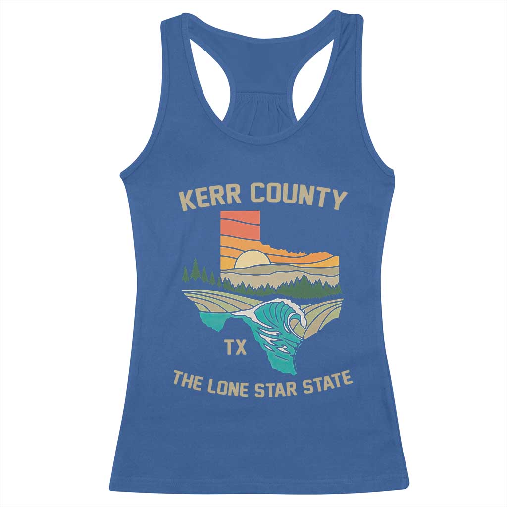 Kerr County Texas Racerback Tank Top Retro Hill Country Nature Scene Outdoors - Wonder Print Shop