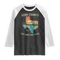 Kerr County Texas Raglan Shirt Retro Hill Country Nature Scene Outdoors - Wonder Print Shop