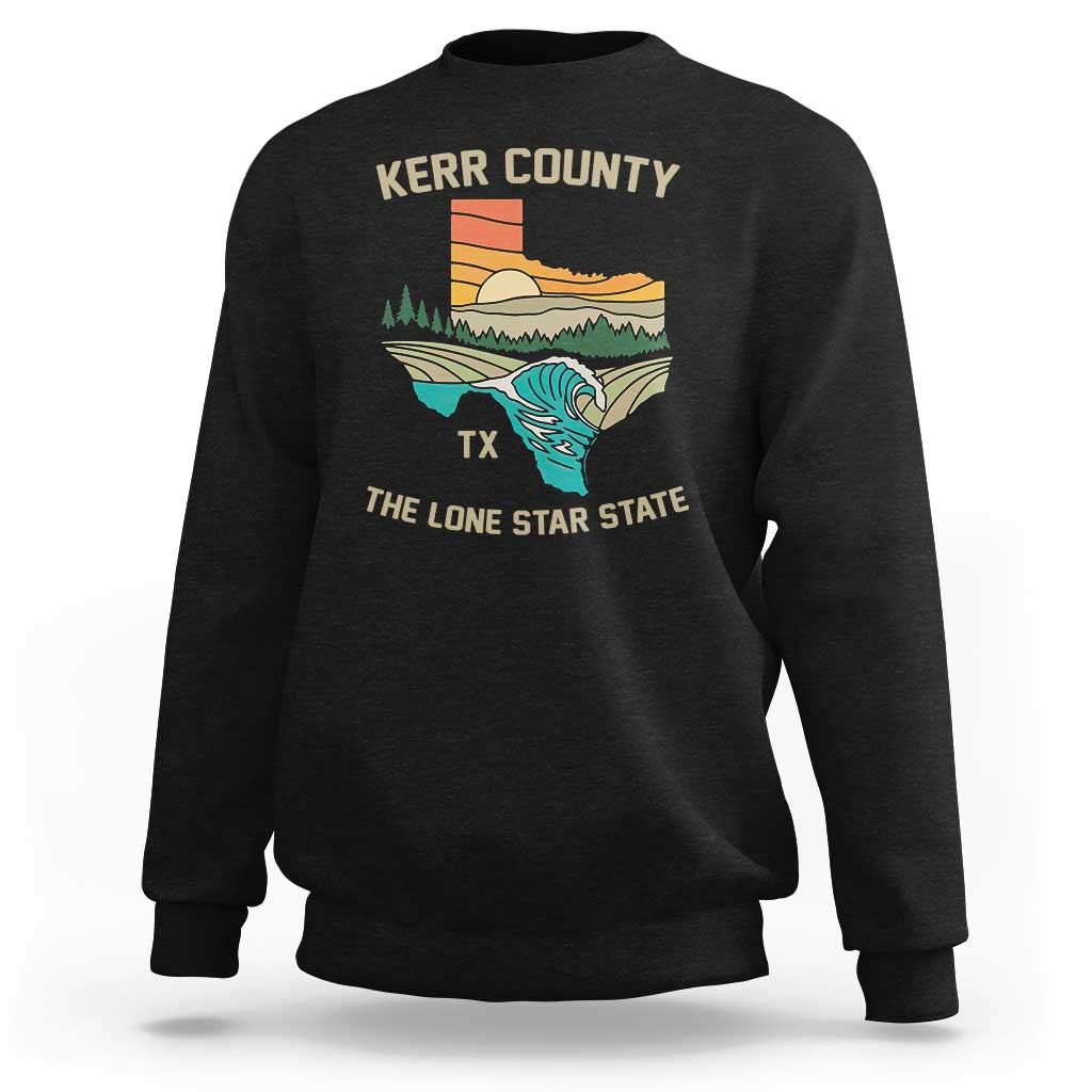 Kerr County Texas Sweatshirt Retro Hill Country Nature Scene Outdoors - Wonder Print Shop