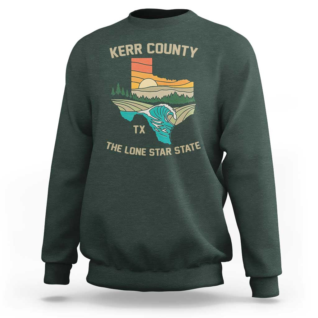 Kerr County Texas Sweatshirt Retro Hill Country Nature Scene Outdoors - Wonder Print Shop