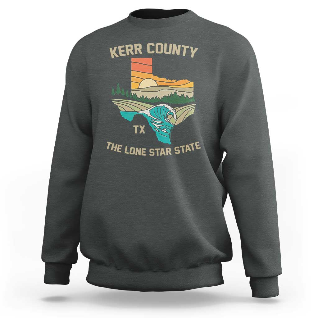 Kerr County Texas Sweatshirt Retro Hill Country Nature Scene Outdoors - Wonder Print Shop