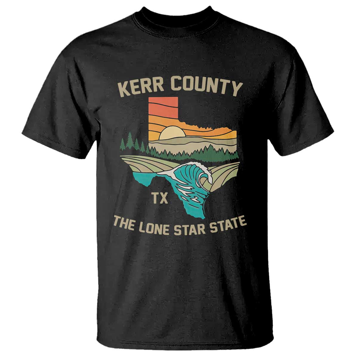 Kerr County Texas T Shirt Retro Hill Country Nature Scene Outdoors - Wonder Print Shop