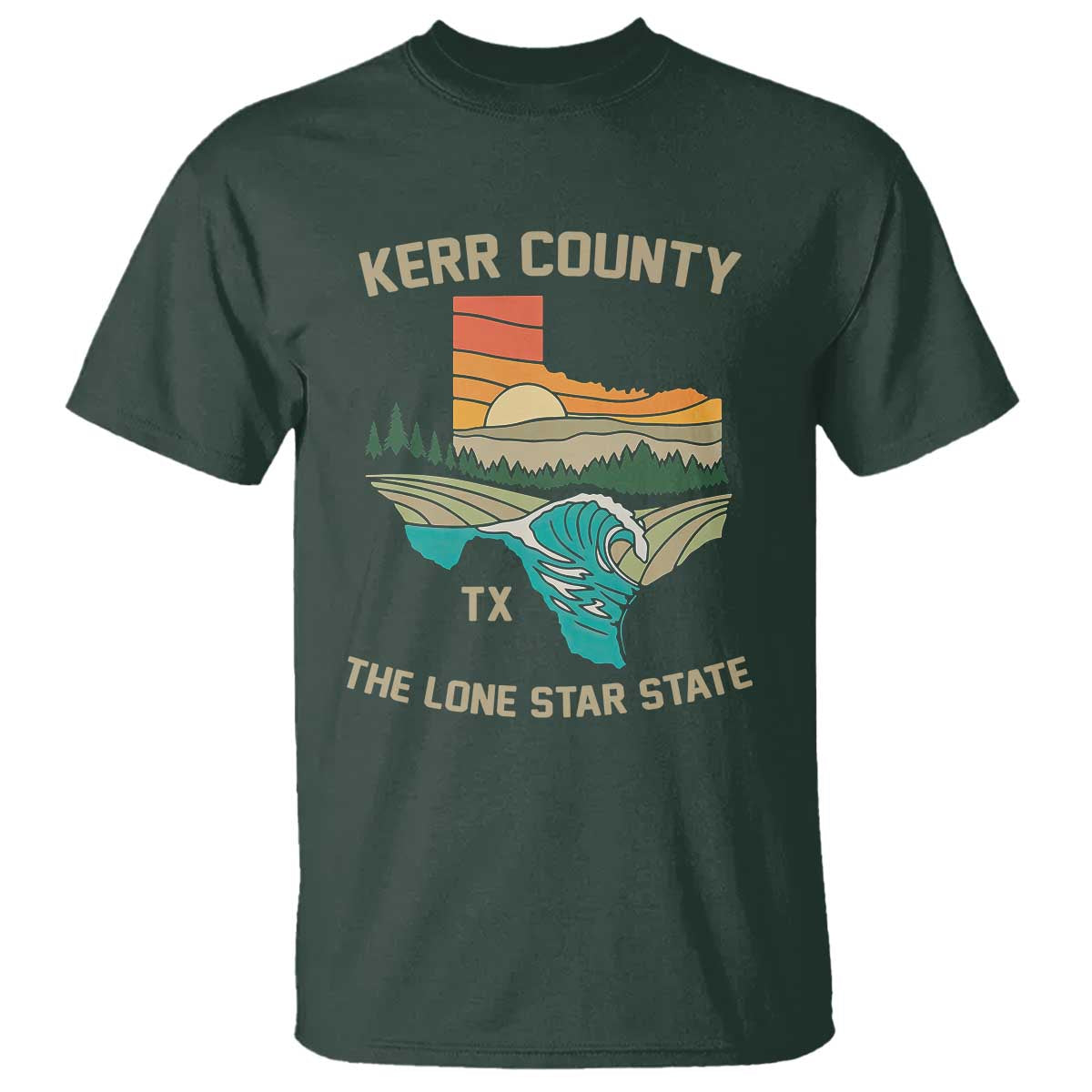 Kerr County Texas T Shirt Retro Hill Country Nature Scene Outdoors - Wonder Print Shop