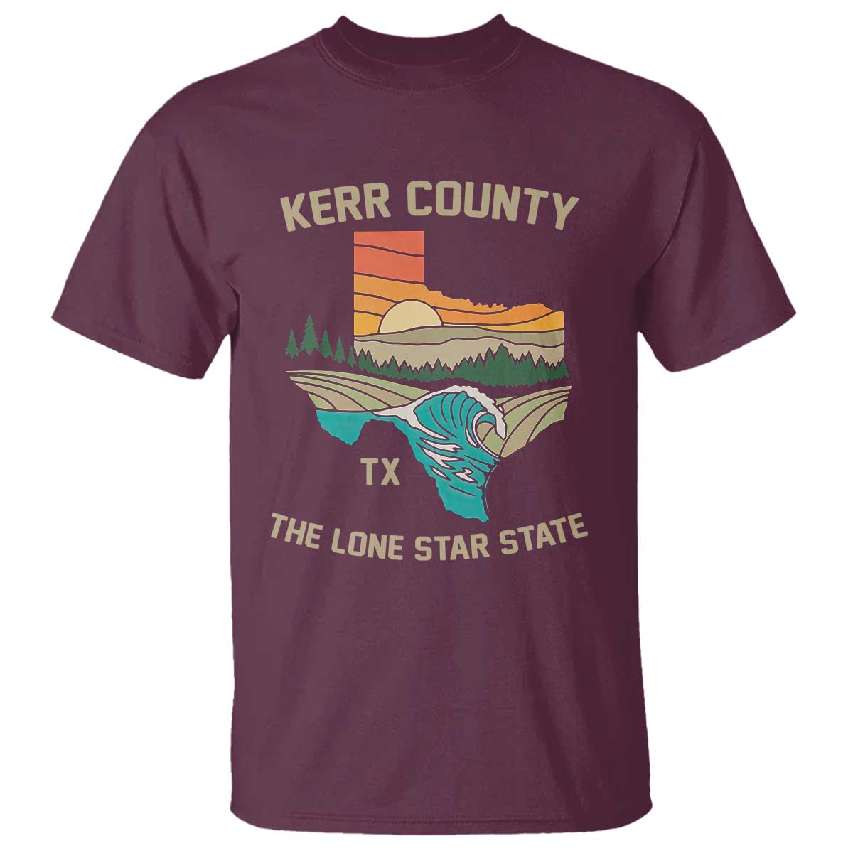 Kerr County Texas T Shirt Retro Hill Country Nature Scene Outdoors - Wonder Print Shop
