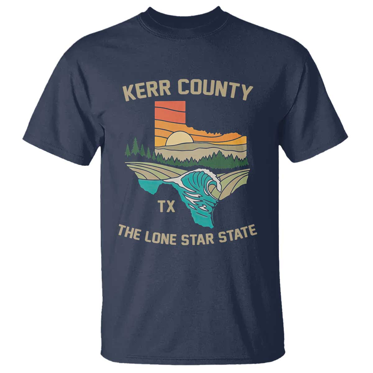 Kerr County Texas T Shirt Retro Hill Country Nature Scene Outdoors - Wonder Print Shop