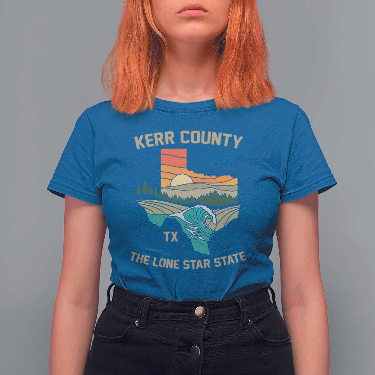 Kerr County Texas T Shirt For Women Retro Hill Country Nature Scene Outdoors - Wonder Print Shop