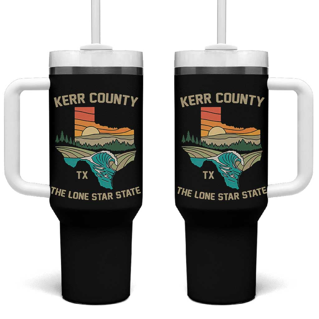 Kerr County Texas Tumbler With Handle Retro Hill Country Nature Scene Outdoors - Wonder Print Shop