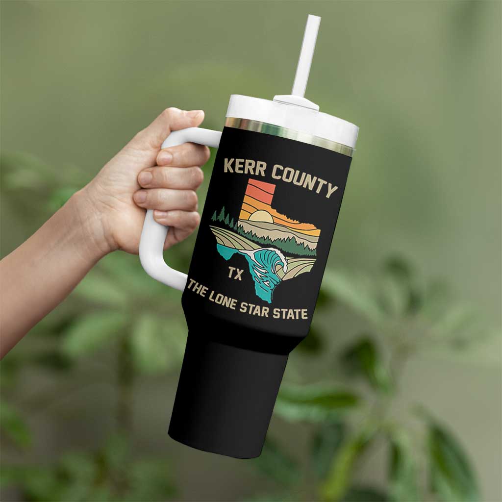Kerr County Texas Tumbler With Handle Retro Hill Country Nature Scene Outdoors - Wonder Print Shop